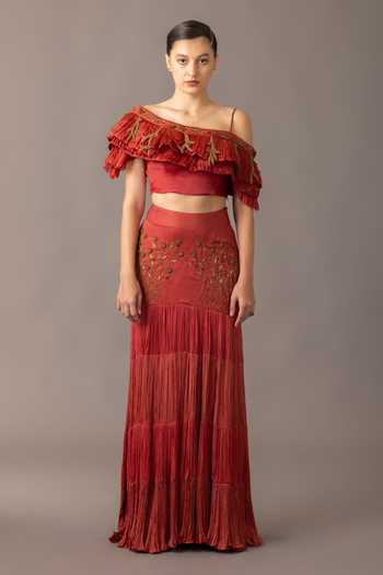 A Humming Way Gill Fungi Ruched Blouse & Thar Skirt Set 