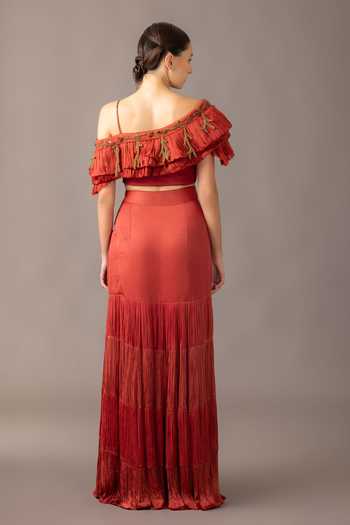 A Humming Way Gill Fungi Ruched Blouse & Thar Skirt Set 