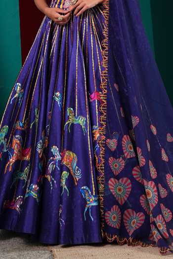 Buy Miku Kumar Purple Silk Square Neck Princess Seraphine Printed Lehenga Set Online at Aza Fashions Buy_Miku Kumar_Purple Silk Square Neck Princess Seraphine Printed Lehenga Set _Online_at_Aza_Fashions