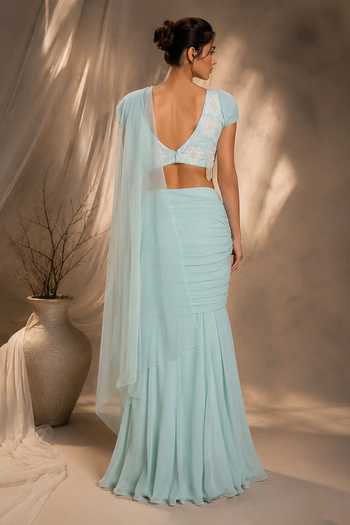 Neelu And Manvi Pleated Skirt Saree With Blouse 