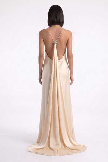 Pinup By Astha Cowl Backless Draped Gown 