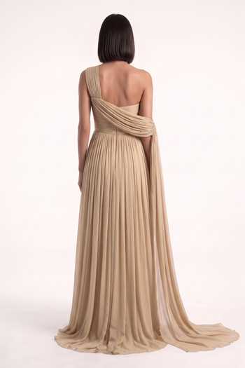 Pinup By Astha One Shoulder Cowl Gown 