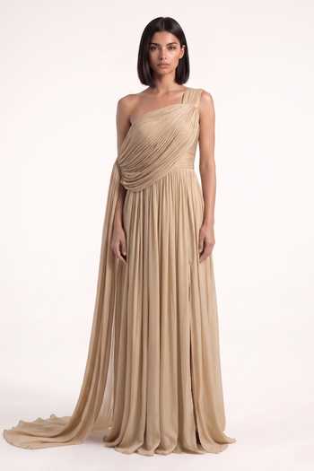 Pinup By Astha One Shoulder Cowl Gown 