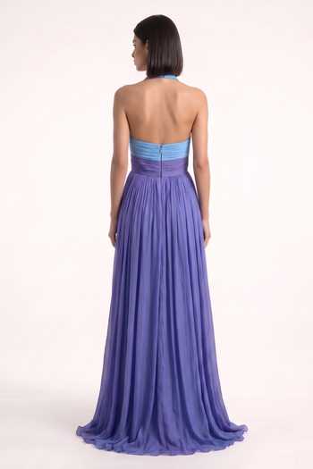 Pinup By Astha Halter Neck Draped Gown 
