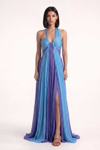 Pinup By Astha Halter Neck Draped Gown 