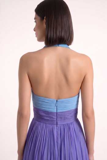 Buy Pinup By Astha Blue Chiffon Halter Neck Draped Gown Online at Aza Fashions Buy_Pinup By Astha_Blue Chiffon Halter Neck Draped Gown _Online_at_Aza_Fashions