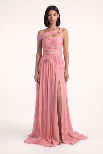 Pinup By Astha Off Shoulder Draped Gown 