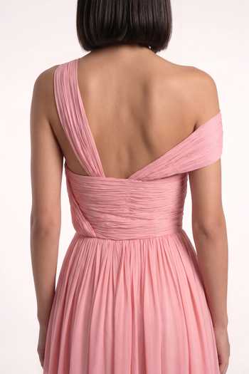 Buy Pinup By Astha Pink Chiffon One Shoulder Off Draped Gown Online at Aza Fashions Buy_Pinup By Astha_Pink Chiffon One Shoulder Off Draped Gown _Online_at_Aza_Fashions