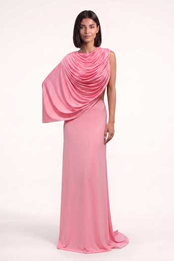 Pinup By Astha Cowl Backless Draped Gown 