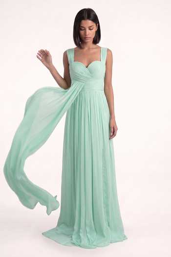 Pinup By Astha Mint Green Pleated Gown 