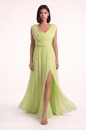 Pinup By Astha Cowl Neck Draped Gown 