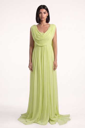 Buy Pinup By Astha Green Chiffon Cowl Neck Draped Gown Online at Aza Fashions Buy_Pinup By Astha_Green Chiffon Cowl Neck Draped Gown _Online_at_Aza_Fashions