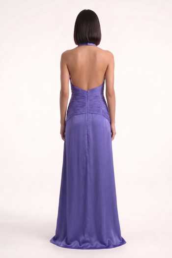 Pinup By Astha Ruched Pleated Backless Gown 