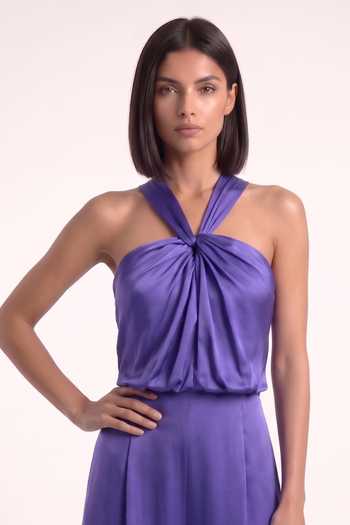 Buy Pinup By Astha Purple Georgette, Satin Halter Neck Deep Jumpsuit Online at Aza Fashions Buy_Pinup By Astha_Purple Georgette, Satin Halter Neck Deep Jumpsuit _Online_at_Aza_Fashions
