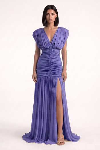 Pinup By Astha Sculpted Pleated Gown 