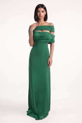 Pinup By Astha Off Shoulder Lycra Gown 