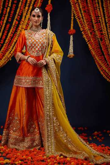 Preeti S Kapoor Embroidered Kurta Sharara Set 
