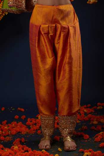 Preeti S Kapoor_Orange , , Round Neck Bead Embroidered Anarkali Set _Online_at_Aza_Fashions
