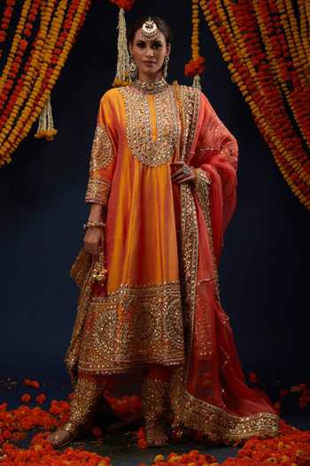 Preeti S Kapoor Bead Embroidered Anarkali Set 