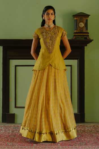 Alam By Tulsi Patel Nalini Zardozi Embroidered Top & Lehenga Set 