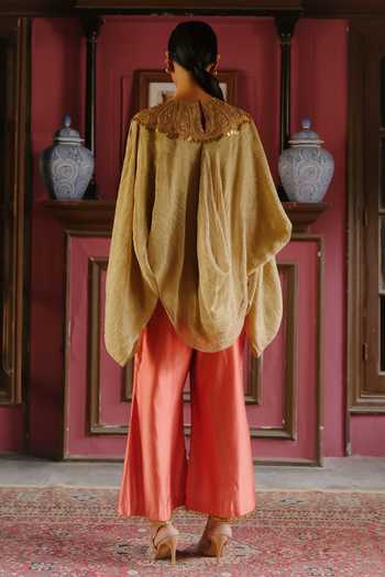 Alam By Tulsi Patel Kashi Cowl Neck Draped Top & Pant Set 