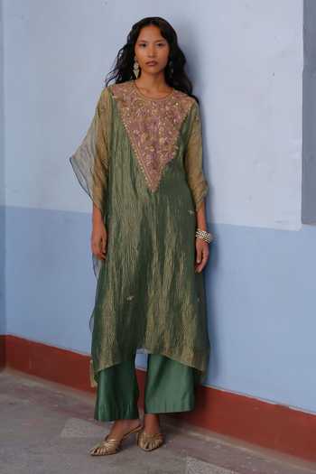 Alam By Tulsi Patel Rakhi Yoke Embroidered Kaftan & Pant Set 