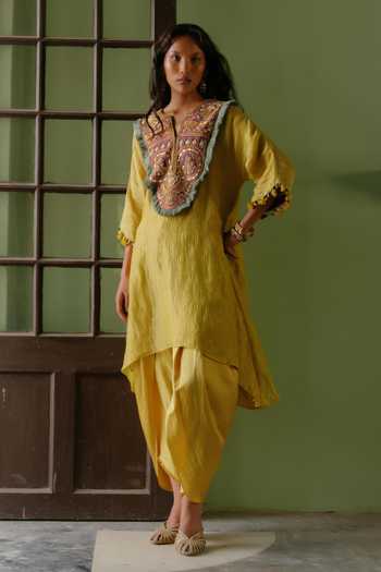 Alam By Tulsi Patel Megha Yoke Embroidered Kurta & Dhoti Pant Set 