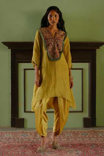 Alam By Tulsi Patel Megha Yoke Embroidered Kurta & Dhoti Pant Set 