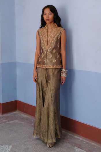 Alam By Tulsi Patel Chitra Embroidered Jacket & Flared Pant Set 