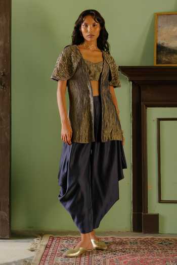 Alam By Tulsi Patel Bansi Embroidered Cape Dhoti Pant Set 
