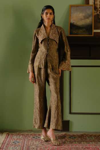 Alam By Tulsi Patel Padma Embroidered Jacket & Pant Set 