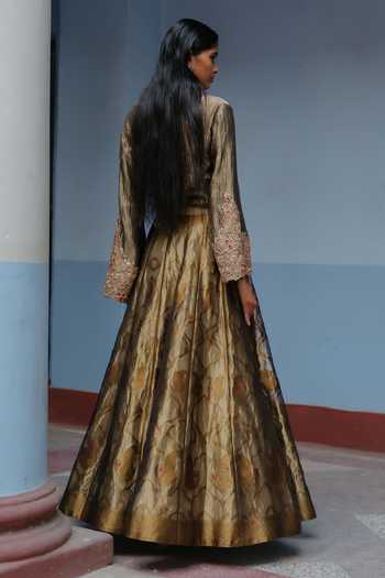 Alam By Tulsi Patel Kalyani Handwoven Silk Tissue Lehenga