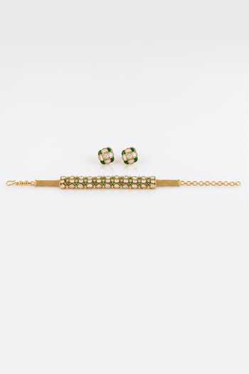 Shop Joules By Radhika Gold Plated Revanshi Embellished Choker Necklace Set at Aza Fashions Shop_Joules By Radhika_Gold Plated Revanshi Embellished Choker Necklace Set _at_Aza_Fashions