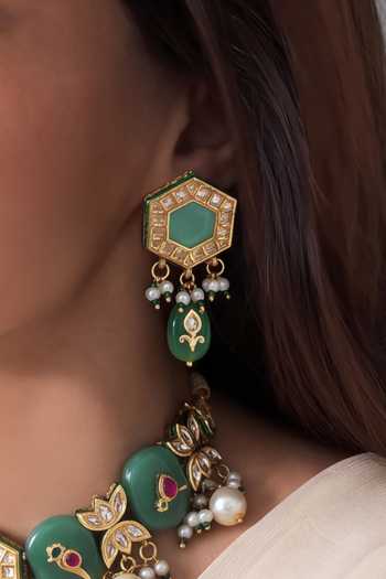 Buy Joules By Radhika Green Pravya Embellished Necklace Set Online at Aza Fashions Buy_Joules By Radhika_Green Pravya Embellished Necklace Set _Online_at_Aza_Fashions