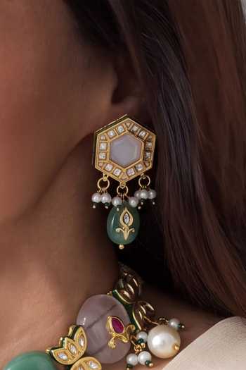 Joules By Radhika Green Tanvika Embellished Necklace Set Online at Aza Fashions Joules By Radhika_Green Tanvika Embellished Necklace Set _Online_at_Aza_Fashions