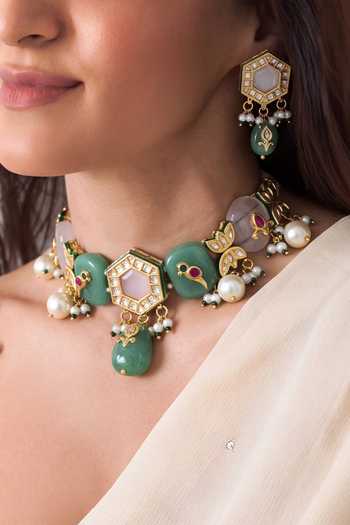 Joules By Radhika Tanvika Embellished Necklace Set
