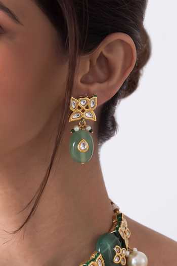 Joules by Radhika Green Mireya Embellished Necklace Set Online at Aza Fashions Joules by Radhika_Green Mireya Embellished Necklace Set _Online_at_Aza_Fashions