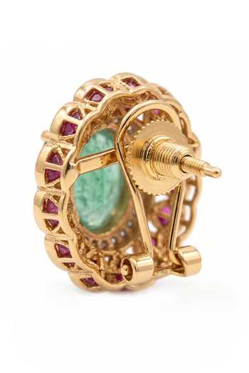 Joules by Radhika Gold Plated Tavena Stone Embellished Stud Earrings Online at Aza Fashions Joules by Radhika_Gold Plated Tavena Stone Embellished Stud Earrings _Online_at_Aza_Fashions