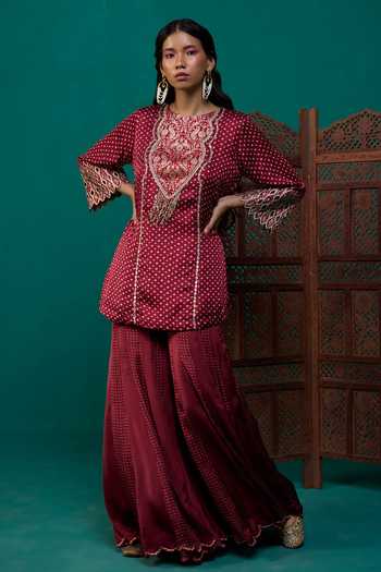 Neitri Mallika Bandhani Print Kurta & Sharara Set 