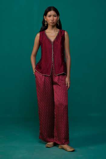 Neitri Parijat Waistcoat & Bandhani Pant Set 