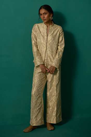 Neitri Ambika Handwoven Silk Brocade Jacket & Pant Set 