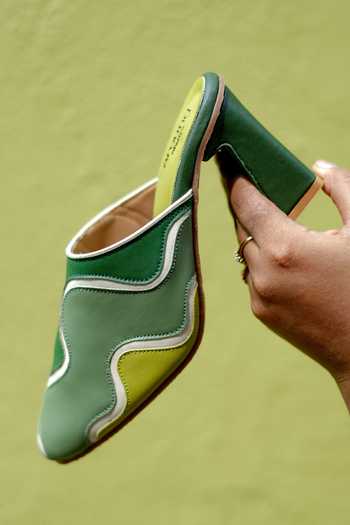 Buy Around Always Green Groove Flowing Wave Mule Heels Online at Aza Fashions Buy_Around Always_Green Groove Flowing Wave Mule Heels _Online_at_Aza_Fashions
