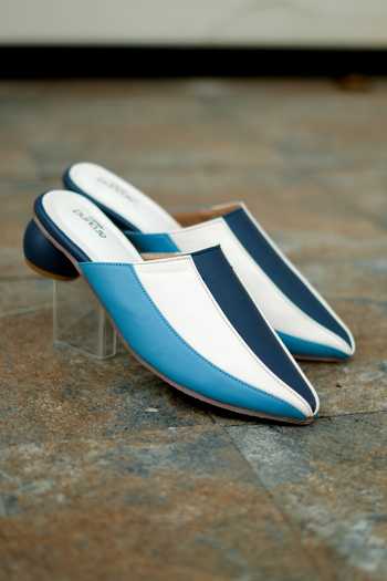 Around Always_Blue Harbor Striped Color Block Mule Heels _Online_at_Aza_Fashions