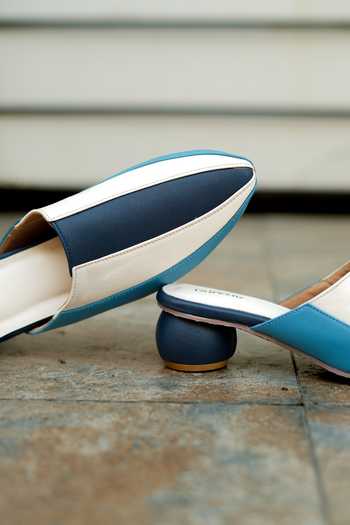 Buy_Around Always_Blue Harbor Striped Color Block Mule Heels _Online_at_Aza_Fashions