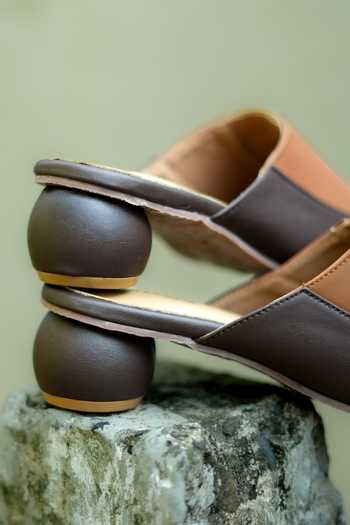 Buy Around Always Brown Coast Color Block Mule Heels Online at Aza Fashions Buy_Around Always_Brown Coast Color Block Mule Heels _Online_at_Aza_Fashions