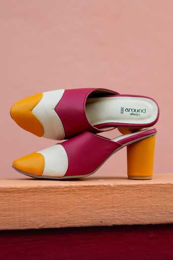 Around Always Zing Geometric Color Block Mule Heels 