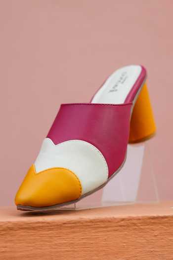 Around Always_Multi Color Zing Geometric Block Mule Heels _Online_at_Aza_Fashions