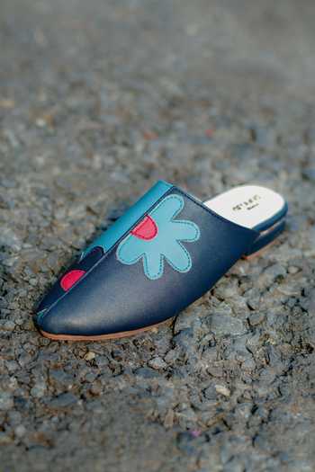 Buy Around Always Blue Petal Floral Pointed Toe Mules Online at Aza Fashions Buy_Around Always_Blue Petal Floral Pointed Toe Mules _Online_at_Aza_Fashions