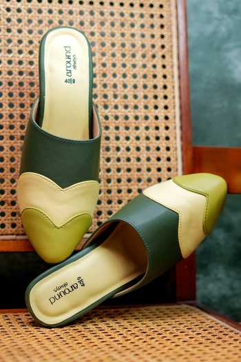 Around Always Zest Geometric Panels Mule Heels 