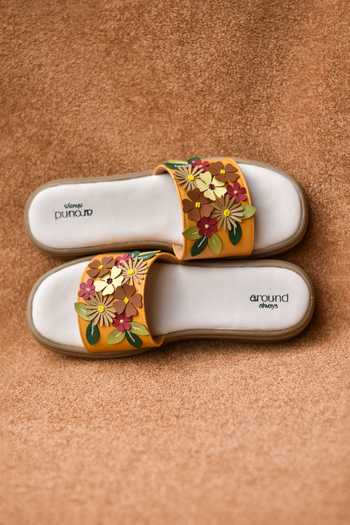 Around Always Honeybloom Floral Strap Wedges